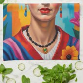 Frida Kohlo Pop Art Deco Schilderen Keuken Handdoe Theedoek (Gevouwen)