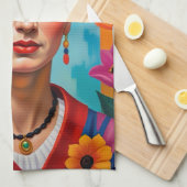 Frida Kohlo Pop Art Deco Schilderen Keuken Handdoe Theedoek (Quarter Fold)