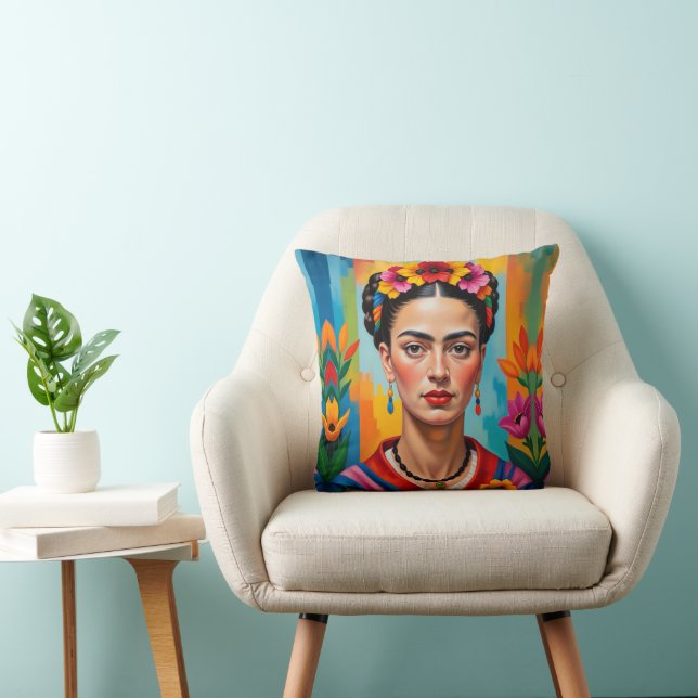 Frida Kohlo Pop Art Deco Schilderij Kussen (Stoel)