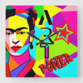 Frida POP ART Vierkante Klok (Voorkant)