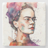 Frida Portrait Stenen Onderzetter (Voorkant)