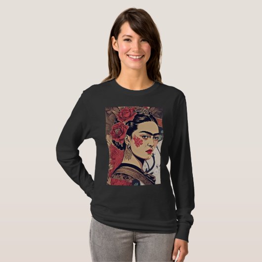 Frida Reloaded – InkPunk Rebel Art T-shirt (Voorkant volledig)