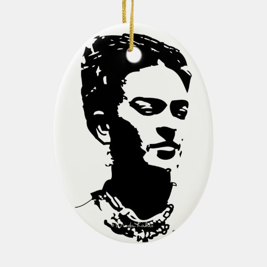 Frida Shadow Portrait Keramisch Ornament (Achterkant)