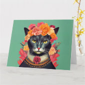 Frida the Cat Wall Clock Kaart (Gele Bloem)