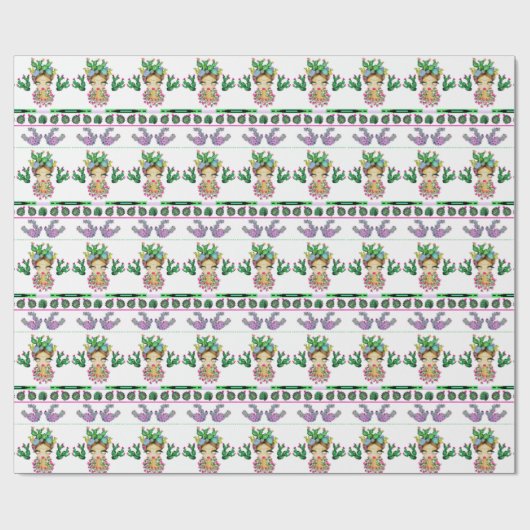 Frida x Cacti Matte Wrapping Paper, 30 x 6 inch Cadeaupapier (Vlak)