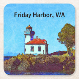 Friday Harbor Limoen Kiln Lighthouse Paper Onderze Kartonnen Onderzetters