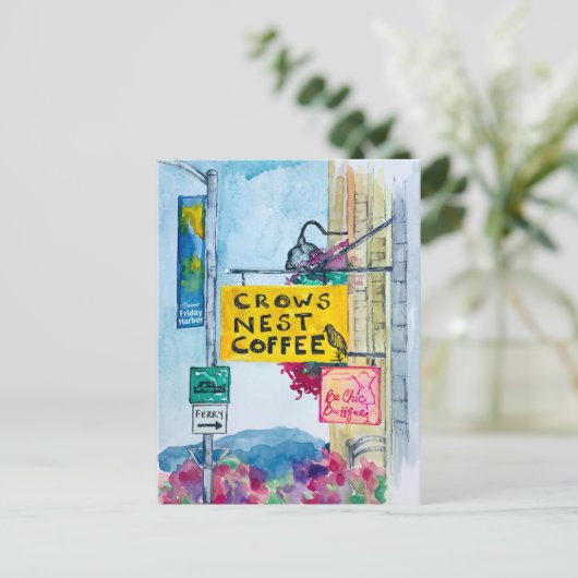 Friday Harbor Washington Coffee Business Signs Briefkaart (Staand voorkant)