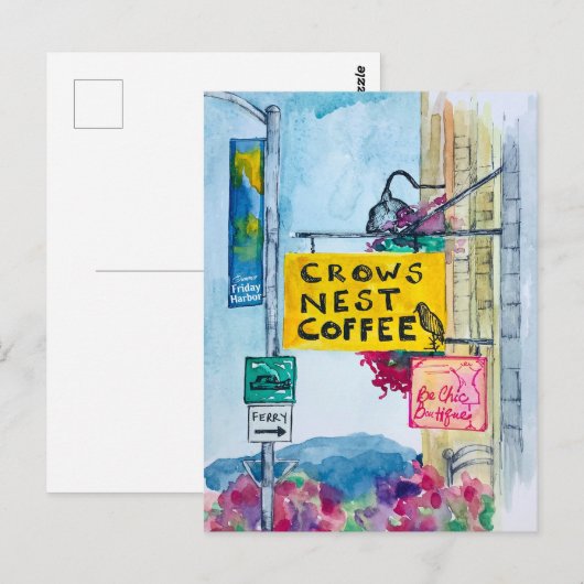 Friday Harbor Washington Coffee Business Signs Briefkaart (Voorkant / Achterkant)