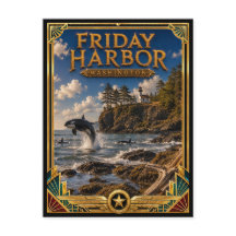 Friday Harbor Washington Vintage Art Deco Goud