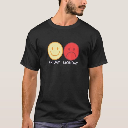 Friday Monday Happy Face Sad Face Thumbs Down Hate T-shirt (Voorkant)