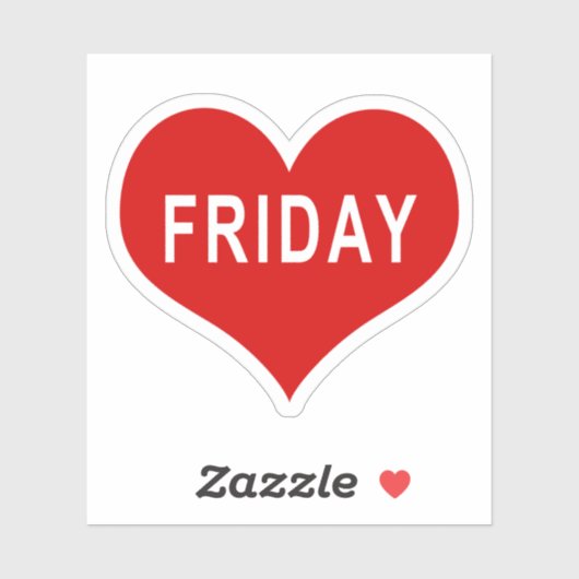 FRIDAY Rood Hart Vinyl Sticker (Vel)