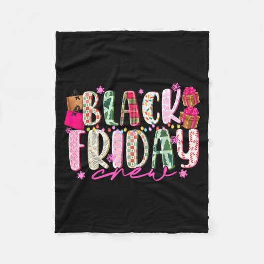 Friday Shopng Crew Christmas Lights Black Shopng F Fleece Deken (Voorkant)