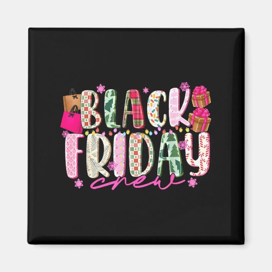 Friday Shopng Crew Christmas Lights Black Shopng F Magneet (Voorkant)