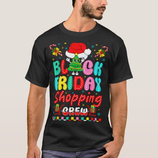 Friday Shopng Crew Christmas Lights Black Shopng F T-shirt (Voorkant)