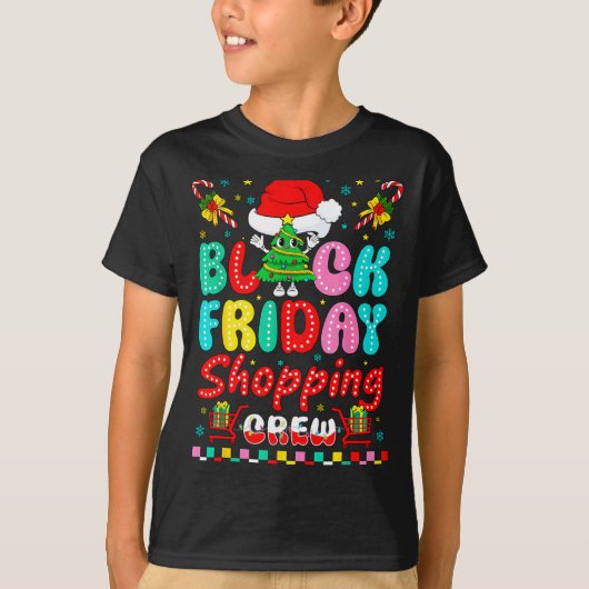 Friday Shopng Crew Christmas Lights Black Shopng F T-shirt (Voorkant)