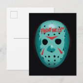 Friday the 13th Blue Hockey Mask Graphic Briefkaart (Voorkant / Achterkant)