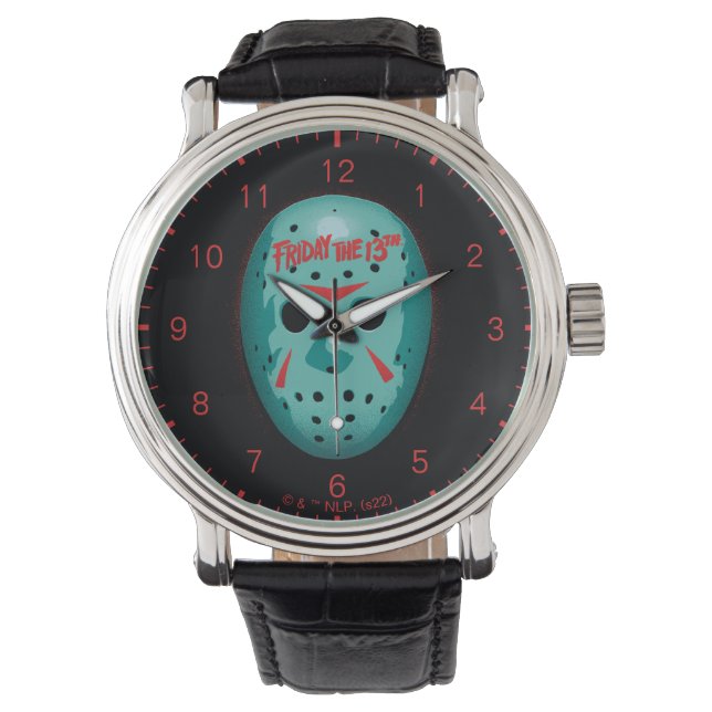 Friday the 13th Blue Hockey Mask Graphic Horloge (Voorkant)