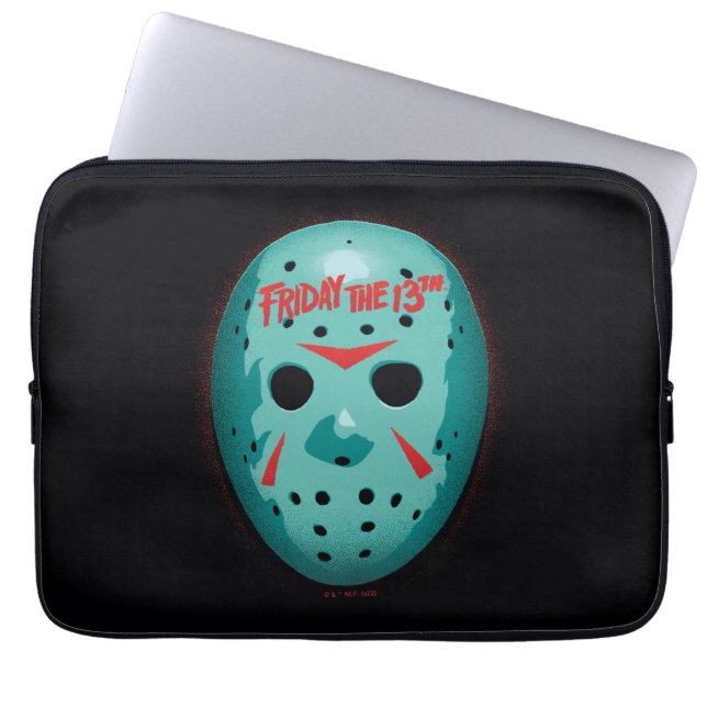 Friday the 13th Blue Hockey Mask Graphic Laptop Sleeve (Voorkant)