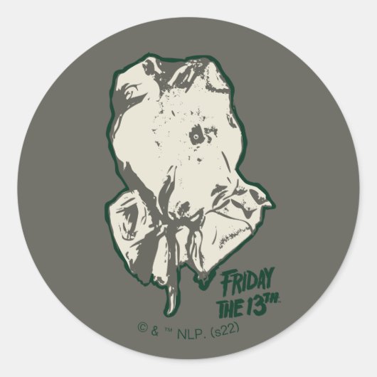Friday the 13th Jason Voorhees Burlap Sack Ronde Sticker (Voorkant)
