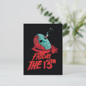 Friday the 13th | Knife Through Blue Hockey Mask Briefkaart (Staand voorkant)