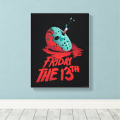 Friday the 13th | Knife Through Blue Hockey Mask Canvas Afdruk (Insitu (Houten vloer))