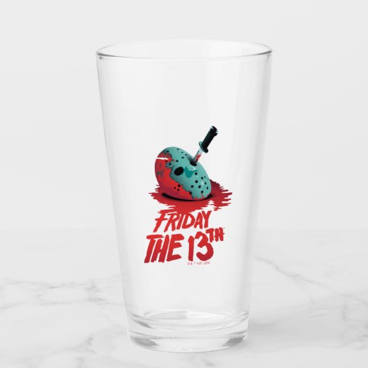 Friday the 13th | Knife Through Blue Hockey Mask Glas (Voorkant)