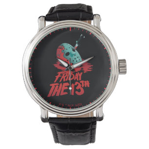 Friday the 13th   Knife Through Blue Hockey Mask Horloge