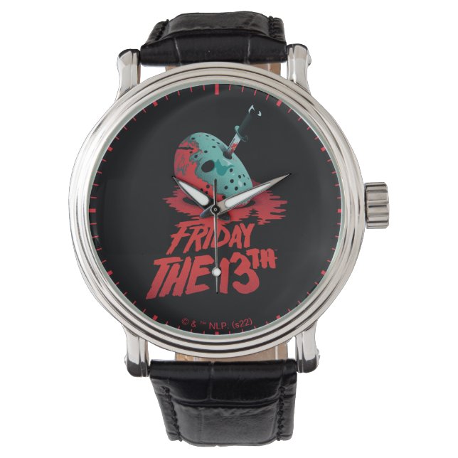 Friday the 13th | Knife Through Blue Hockey Mask Horloge (Voorkant)
