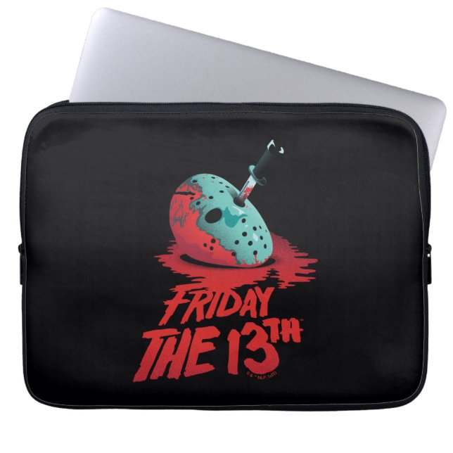 Friday the 13th | Knife Through Blue Hockey Mask Laptop Sleeve (Voorkant)