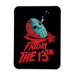 Friday the 13th   Knife Through Blue Hockey Mask Magneet
