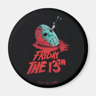Friday the 13th   Knife Through Blue Hockey Mask Magneet