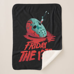 Friday the 13th Knife Through Blue Hockey Mask Sherpa Deken