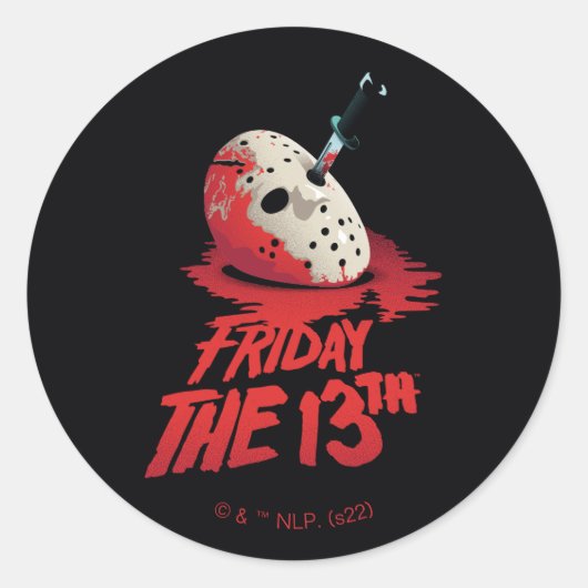 Friday the 13th | Knife Through Hockey Mask Ronde Sticker (Voorkant)
