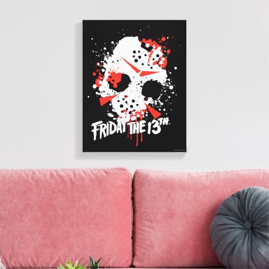 Friday the 13th | Paint Splatter Hockey Mask Canvas Afdruk (Insitu (Woonkamer))