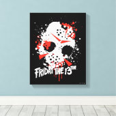 Friday the 13th | Paint Splatter Hockey Mask Canvas Afdruk (Insitu (Houten vloer))