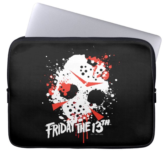 Friday the 13th | Paint Splatter Hockey Mask Laptop Sleeve (Voorkant)