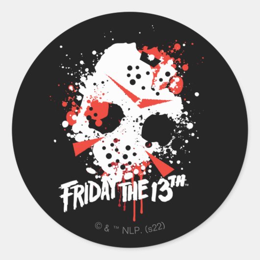 Friday the 13th | Paint Splatter Hockey Mask Ronde Sticker (Voorkant)