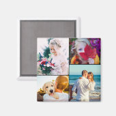 Fridge Magnet 4 Foto's Rond Sjabloon (Voorkant / Achterkant)