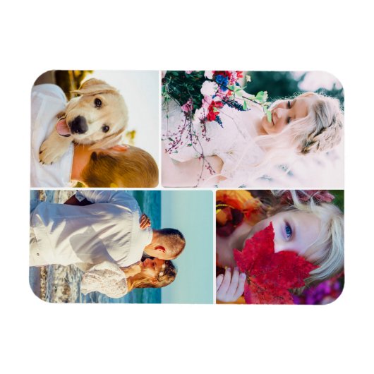 Fridge Magnet 4 Sjabloon met foto Rond Magneet (Horizontaal)