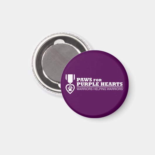 Fridge Magnet Button - Paarse witte Logo (Voorkant / Achterkant)