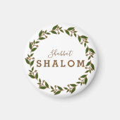 Fridge Magnet Shabbat Shalom Green Brown Wreath (Voorkant)