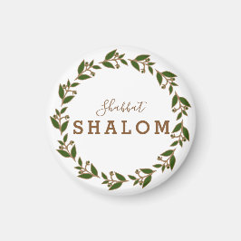 Fridge Magnet Shabbat Shalom Green Brown Wreath