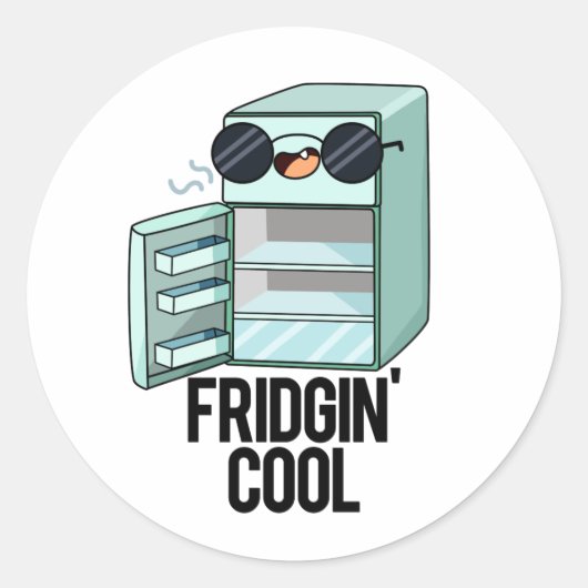 Fridgin Cool Funny Refkoelkast Ronde Sticker (Voorkant)