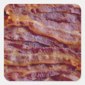 Fried bacon vierkante sticker (Voorkant)