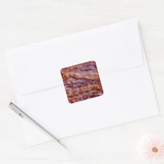 Fried bacon vierkante sticker (Envelop)
