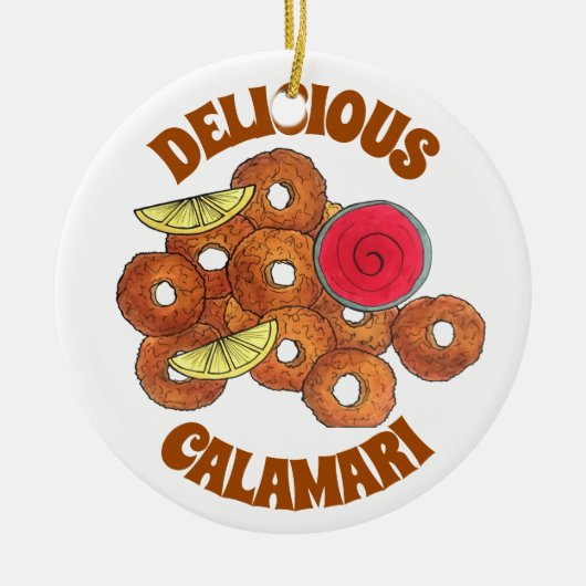 Fried Calamari Rings Italiaanse voedselproducent F Keramisch Ornament (Voorkant)
