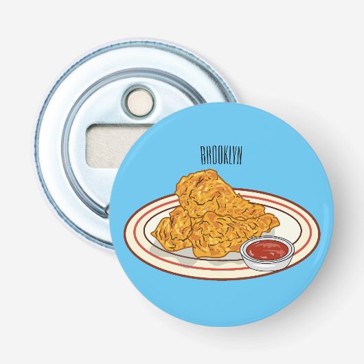 Fried cartoon-illustratie button flesopener (Voorkant)