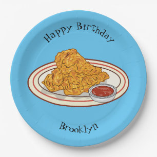 Fried cartoon-illustratie papieren bordje