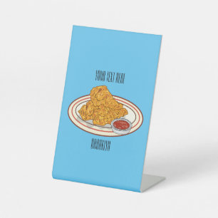 Fried cartoon-illustratie reclamebord met voetstuk