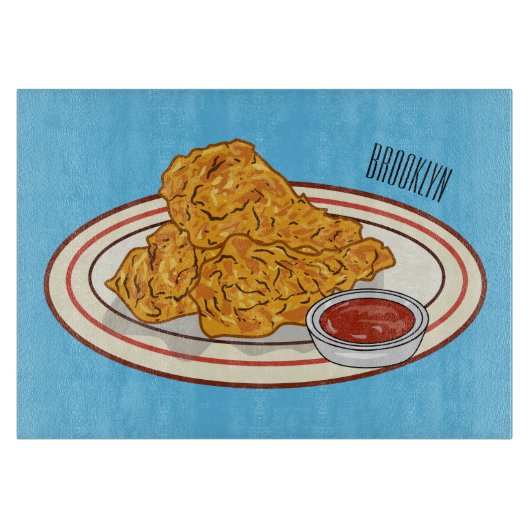 Fried cartoon-illustratie snijplank (Voorkant)